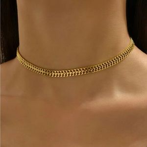 18k gold plated stainless steel chain choker necklace